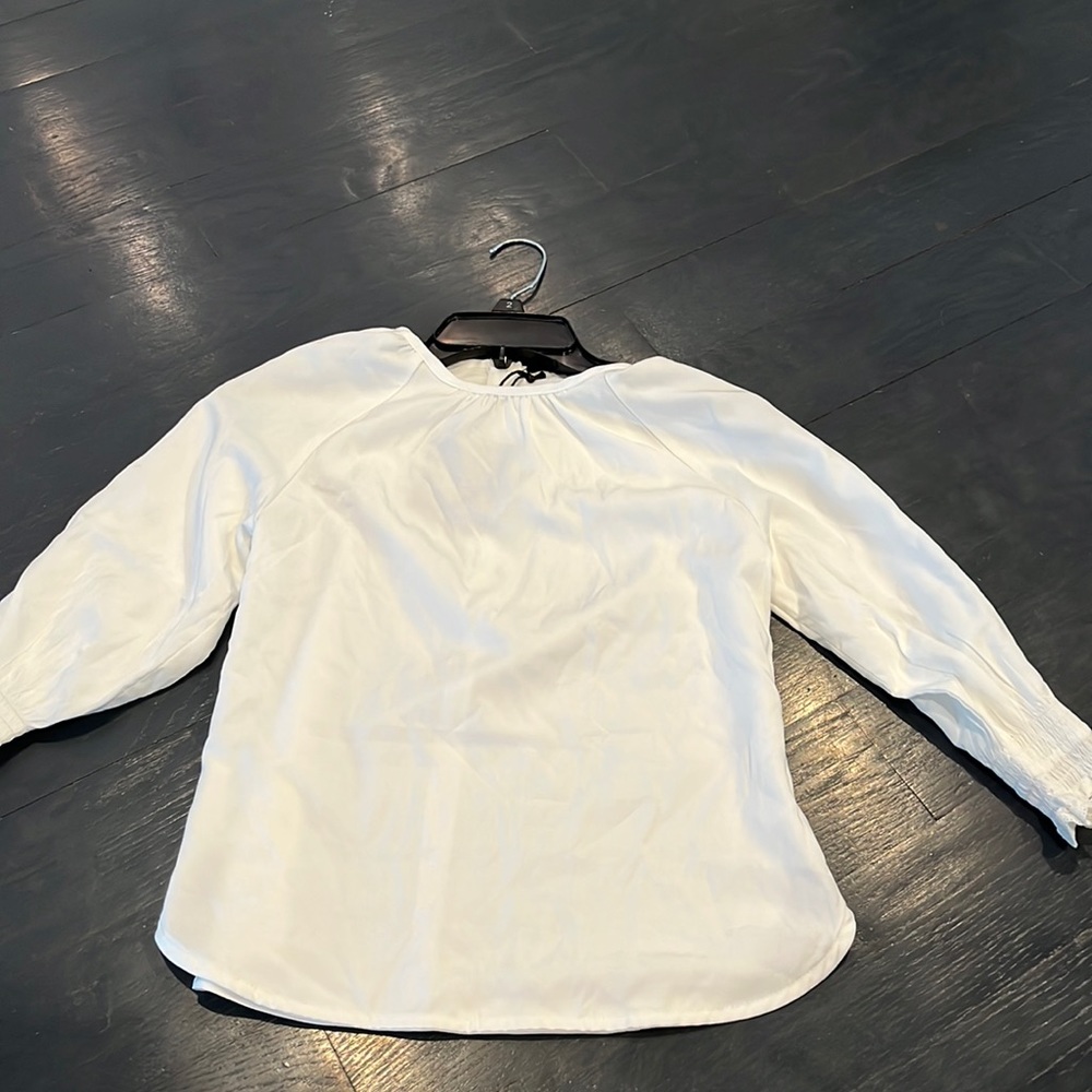 BAMBOO White Blouse Classic Long-Sleeve